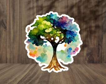 Watercolor Tree Sticker: Laptop, Water Bottle Decal
