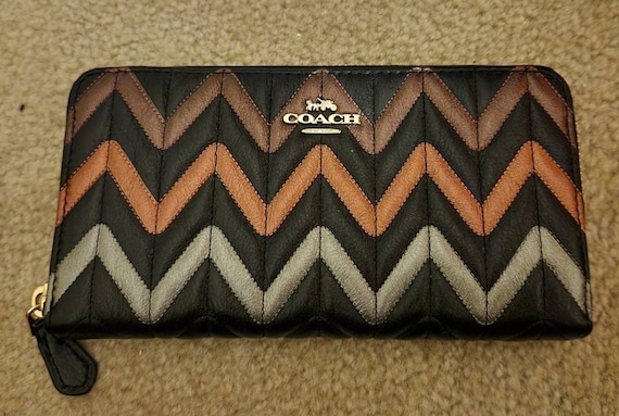 Coach 2 Way Satchel Quilted Leather Black Metallic Ombre With