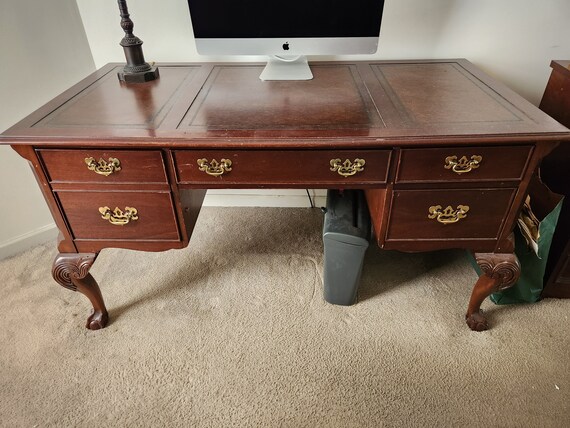 Computer Writing Desk Antique Brown