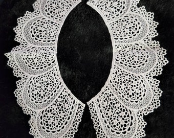 Vtg lvory Lace necklace White Peter Pan Collar, Cotton Crochet Detachable Collar, Detachable Cotton Lace Collar, Fake Collar