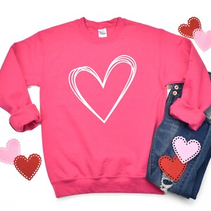Heart Sweatshirt, Doodle Heart Sweatshirt, Heart Shirt, Valentines Day Sweatshirt, Valentine&#39;s Day Sweatshirt, Heart Drawing Sweatshirt