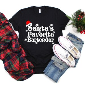 Santa&#39;s Favorite Bartender Shirt, Santas Favorite Bartender, Bartender Christmas Shirt, Bartender Shirt, Bartender, Bartender Gift, Cocktail