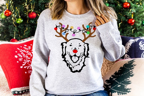 Reindeer Golden Retriever Christmas Sweatshirt, Reindeer Golden