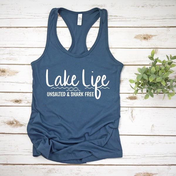 Lake Life Unsalted And Shark Free Tank, Lake Life Tank, Shark Tank, Lake Life Michigan Tank, Michigan Tank, Great Lakes Tank, Lake Life Tee