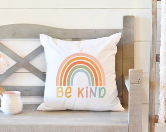 Be Kind Pastel Rainbow Kindness Throw Pillow Be Kind Pastel Rainbow Kindness Throw Pillow