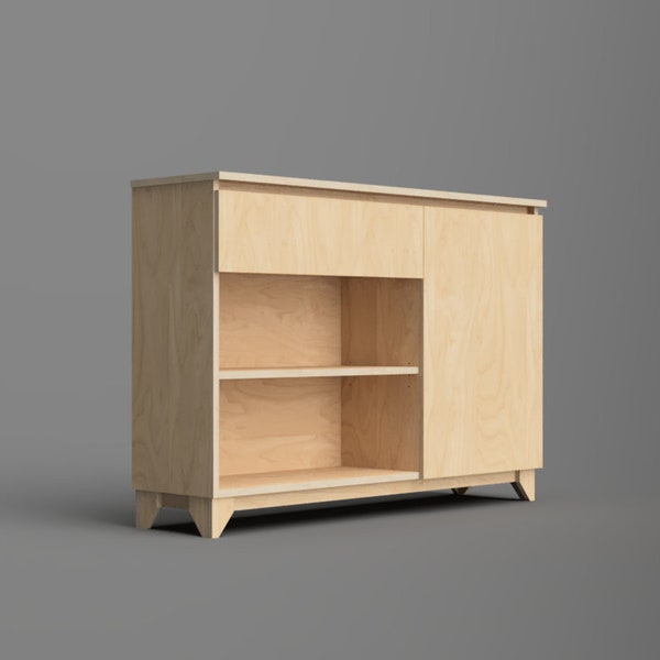Plywood Sideboard with handless look and Exposed plywood edges - Plan Only!