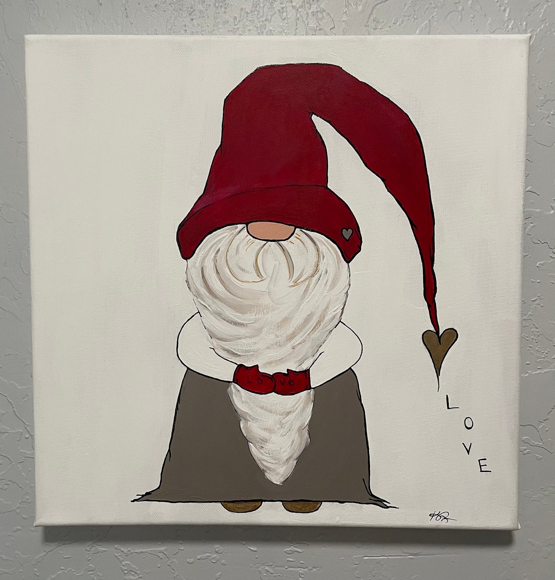 Gnome Wall Art Gnome Painting Valentines Decor Gnome Etsy