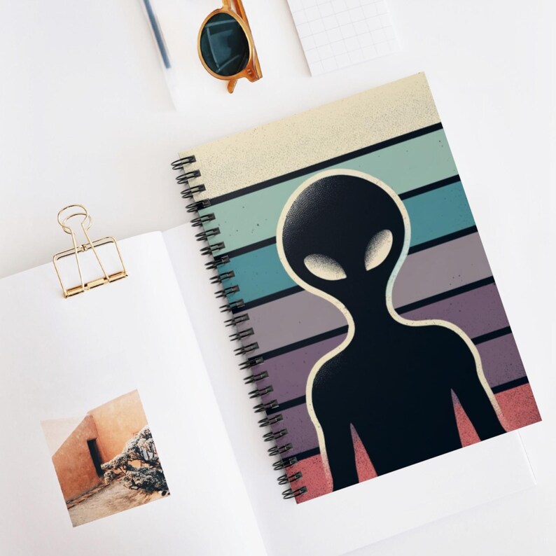Retro Alien Spiral Notebook: Minimalist Sci-fi Journal (6x8 Lined) - Etsy