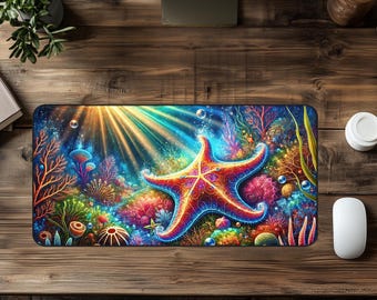 Ocean Starfish Desk Mat: Colorful Marine Paradise Mousepad