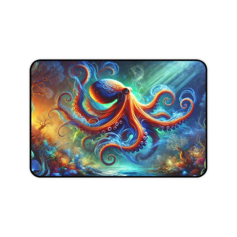 Fantasy Octopus Desk Mat: Nautical Gaming Pad XL 12" × 18"