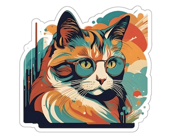 Clever Cat sticker, Cute Cat sticker, cute sticker, cat lover sticker, gifts for cat lovers, stickers for laptop, cat lover gifts