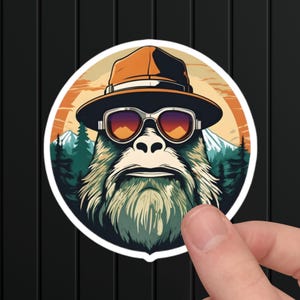 Retro Bigfoot Sticker: Hipster Sasquatch Vinyl Decal