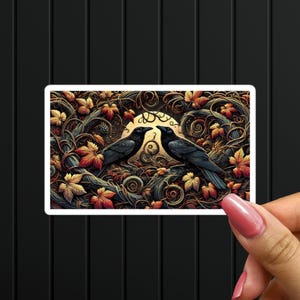 Gothic Raven Sticker: Autumnal Forest, Witchy Decor
