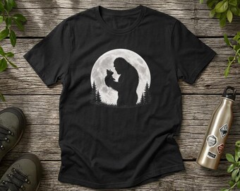Bigfoot Yorkie Puppy Moonlit Silhouette T-Shirt, Cryptid Dog Lover Tee