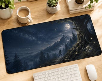 Bigfoot Desk Mat, Sasquatch Mouse Pad, UFO Office Decor, Cryptid Gift