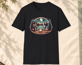 Bigfoot Alien Campfire Shirt: Cryptid Camping Tee, UFO & Sasquatch Hiking
