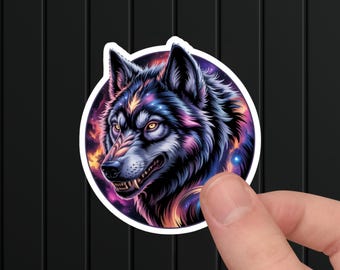 Cosmic Wolf Sticker: Galaxy Wolf Art Decal, Mystical Space Spirit Animal