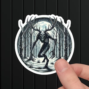 Wendigo Sticker, Skinwalker Sticker, Wendigo Cryptid, Horror Goth Aesthetic, Witchy Monster, Cryptozoology Sticker, Creepy Horror Decal