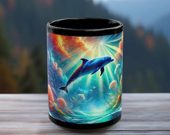 Dolphin Ocean Coffee Mug: Marine Art, Ocean Lover Gift (15oz)