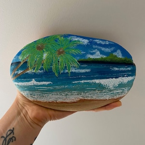 Painted rock Beach scape | Etsy