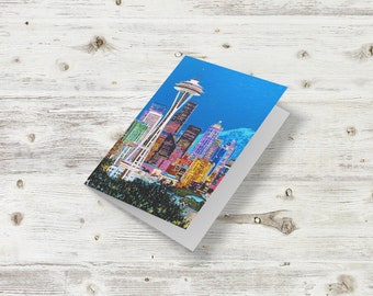 Space Needle Greeting Card | Optional Custom Message | Seattle Wall Art