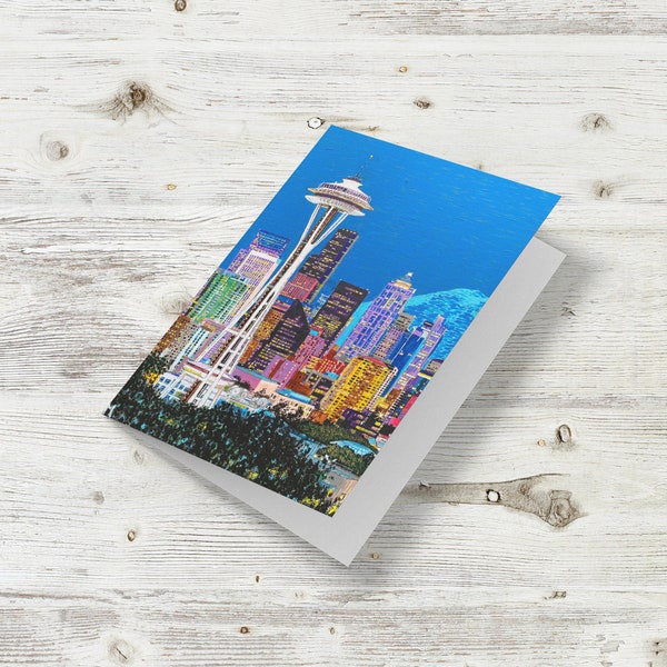 Space Needle Greeting Card | Optional Custom Message | Seattle Wall Art