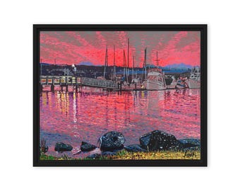 Lienzo enmarcado Sunset Marina - 20 x 16 pulgadas