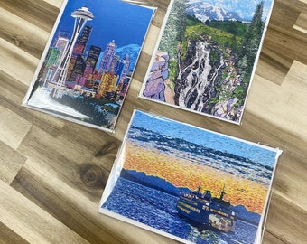 Washington Three Card Set | Optional Custom Message | Pacific Northwest Greeting Cards