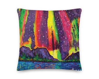 Almohada decorativa con luces del noroeste del Pacífico (45 x 45 cm)