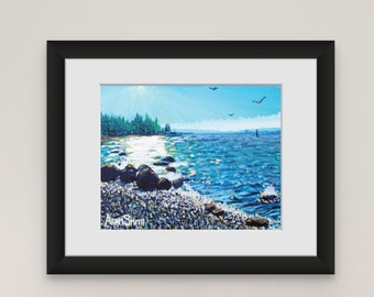 8" x 10" Port Orchard Shore Art Print Framed