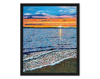 Lienzo enmarcado Sunset Shore - 16 x 20 pulgadas