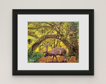 PRINTABLE Elk Painting, Pacific Northwest Wall Art, Digital Download Art Print