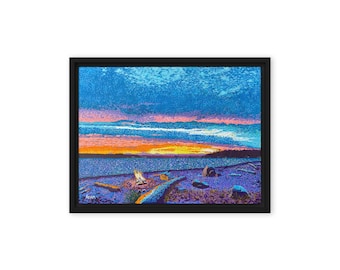 Lienzo enmarcado Sunset Beach - 16 x 12 pulgadas
