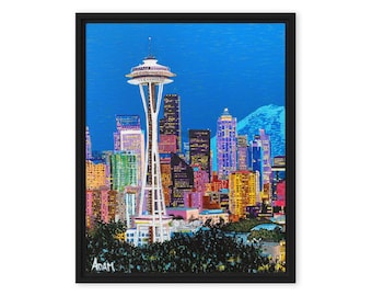 Lienzo enmarcado de la Aguja Espacial de Seattle - 16 x 20 pulgadas