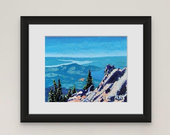 PRINTABLE Coast Mountains Painting, Pacific Northwest Wall Art, Digital Download Art Print