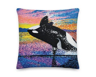 Almohada de orca - 18 x 18 pulgadas