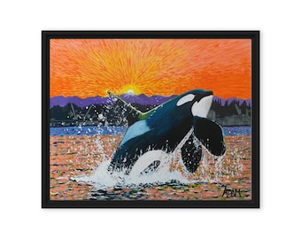 Lienzo enmarcado de orca - 20 x 16 pulgadas