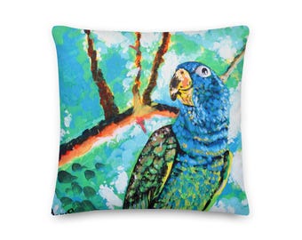 Almohada de loro - 18 x 18 pulgadas