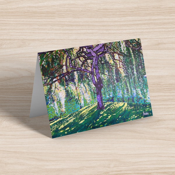 Willow Tree Card | Optional Custom Message | Tree Art Greeting Card | Northwest Landscape Art Print Card