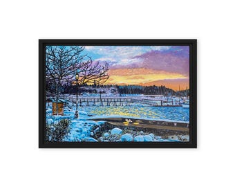 Lienzo enmarcado de Winter Port - 18 x 12 pulgadas