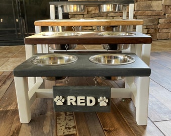 Dog Bowl Stand-Farmhouse Dog Bowl Feeder-Dog Feeding Station-Elevated Dog Bowl Feeder-Dog Feeding Station-Raised Dog Bowl-Personalized Dog