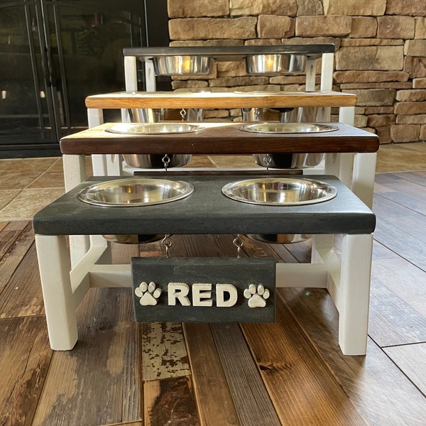 Dog Bowl Stand-Farmhouse Dog Bowl Feeder-Dog Feeding Station-Elevated Dog Bowl Feeder-Dog Feeding Station-Raised Dog Bowl-Personalized Dog