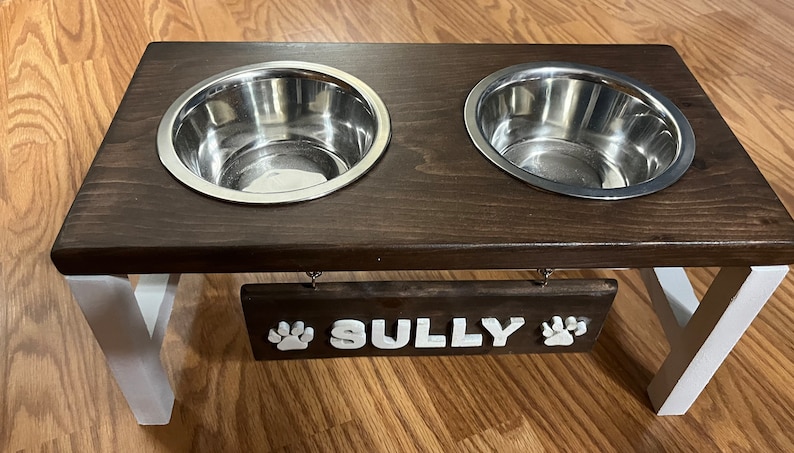 Dog Bowl Stand-Farmhouse Dog Bowl Feeder-Dog Feeding Station-Elevated Dog Bowl Feeder-Dog Feeding Station-Raised Dog Bowl-Personalized Dog image 2