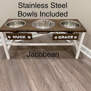 Dog Bowl Stand-Farmhouse Dog Bowl Feeder-Dog Feeding Station-Elevated Dog Bowl Feeder-Dog Feeding Station-Raised Dog Bowl-Personalized Dog image 3