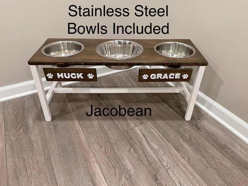 Dog Bowl Stand-Farmhouse Dog Bowl Feeder-Dog Feeding Station-Elevated Dog Bowl Feeder-Dog Feeding Station-Raised Dog Bowl-Personalized Dog image 3