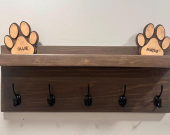 Personalized Dog Leash Rack, Coat Rack with Shelf, Entryway Organization, Entryway Leash Holder, Dog Leash Holder, Personalized Dog
