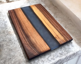 Personalized Walnut Cutting Board: Handmade Epoxy Charcuterie Board