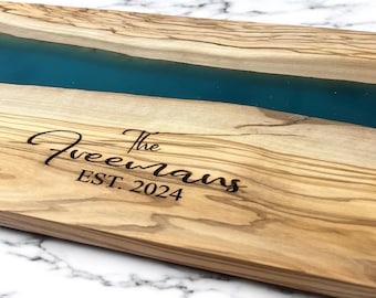Personalized Epoxy Cutting Board: Handmade Wood Charcuterie Board