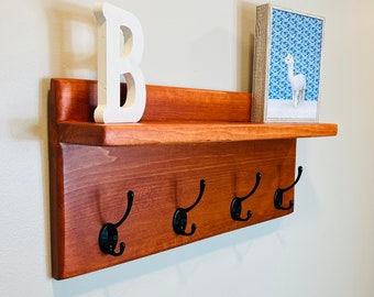 Coat Rack with Shelf Entryway Organization Entryway Leash Holder Towel Rack Key Hooks Holder Rustic Modern With Storage Farmhouse Rustic