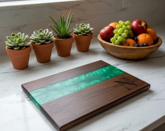 Personalized Walnut Cutting Board: Handmade Epoxy Charcuterie Board